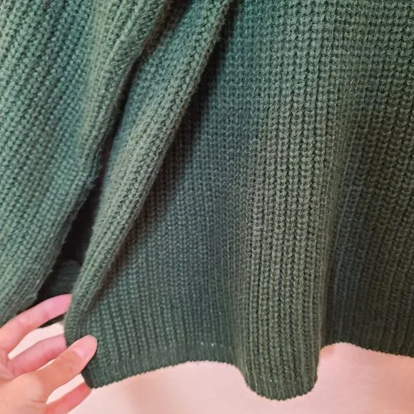 Zaful Sweater Womens Free Size Dark Green Knitted Lantern Sleeve Slouchy Casual - Picture 8 of 12